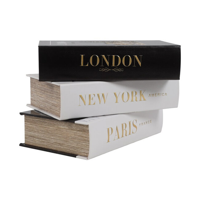 Countryfield Opbergbox Book New York,Paris,Londen set van 3 –L27B18H7CM
