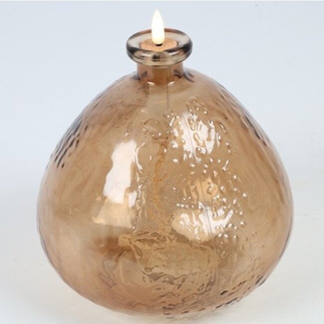 Countryfield Vaas Lyonne met LED vlam L donkerbruin