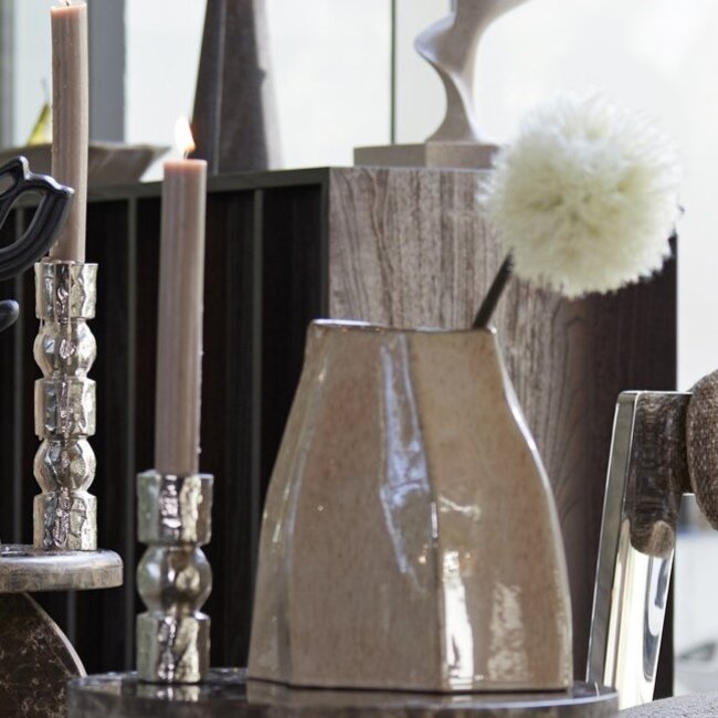 Light en Living Vaas deco 25,5x22x27 cm CHIADO glans beige