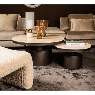 PTMD Salontafel Bregt laag Ø 90 beige marmer