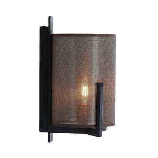 Light en Living Wandlamp  22X18X36 cm Litto zwart+Linnen donkerbruin