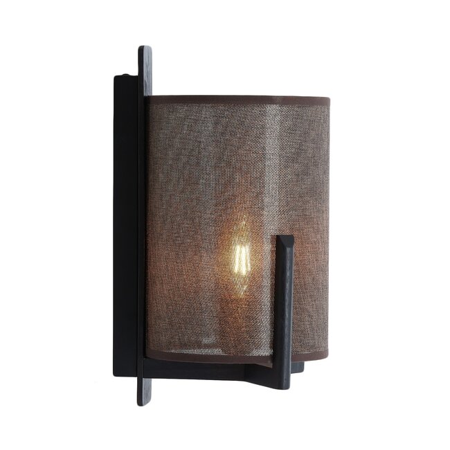 Light en Living Wandlamp  22X18X36 cm Litto zwart+Linnen donkerbruin