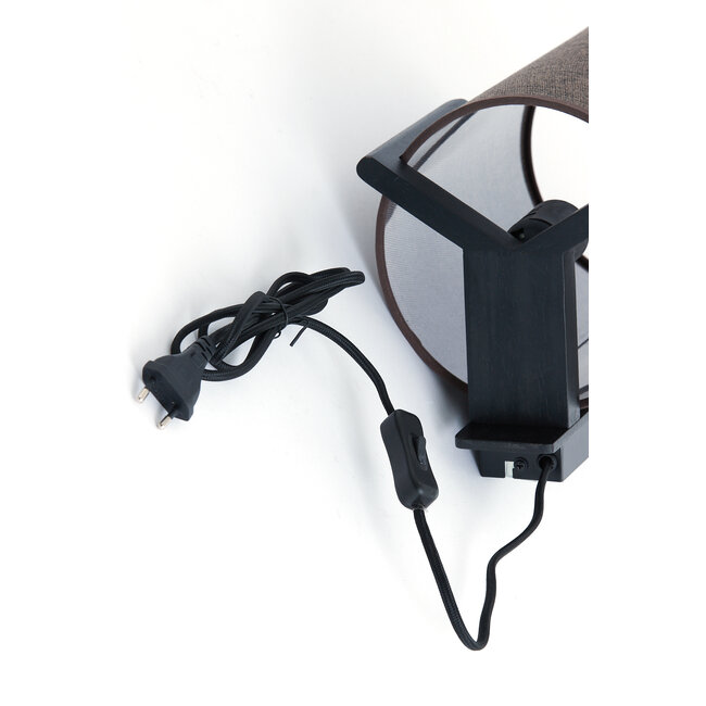 Light en Living Wandlamp  22X18X36 cm Litto zwart+Linnen donkerbruin