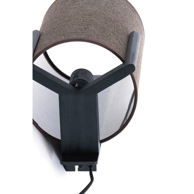 Light en Living Wandlamp  22X18X36 cm Litto zwart+Linnen donkerbruin