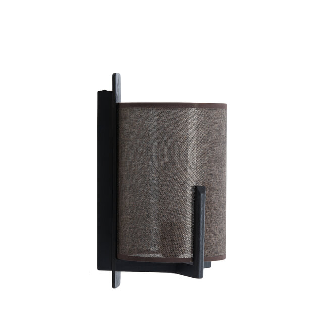 Light en Living Wandlamp  22X18X36 cm Litto zwart+Linnen donkerbruin