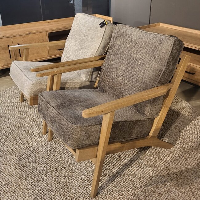 WoonMax Fauteuil Osaka met houten armleuning - naturel