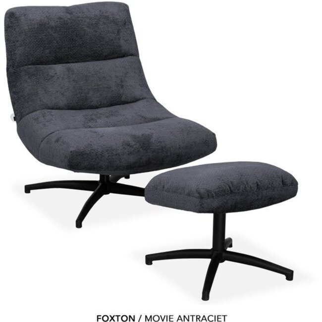 WoonMax Fauteuil + Hocker Foxton - 4 kleuren Movie