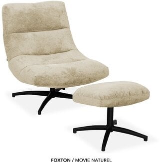 WoonMax Fauteuil + Hocker Foxton - 4 kleuren Movie