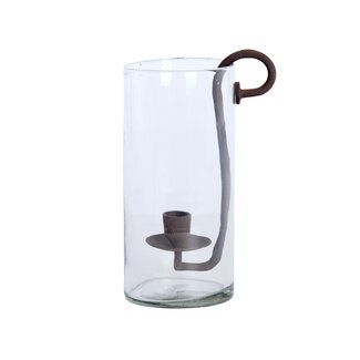 Light en Living Windlicht 17X13X28,5 cm DOLEGA glas helder+donkerbruin