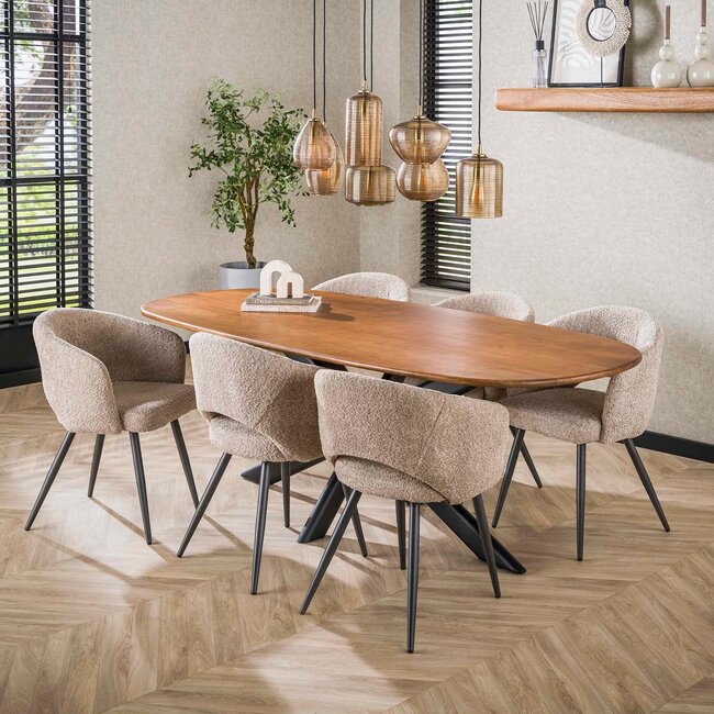 WoonStijl Eetkamertafel 180 Cliff ovale buis mango