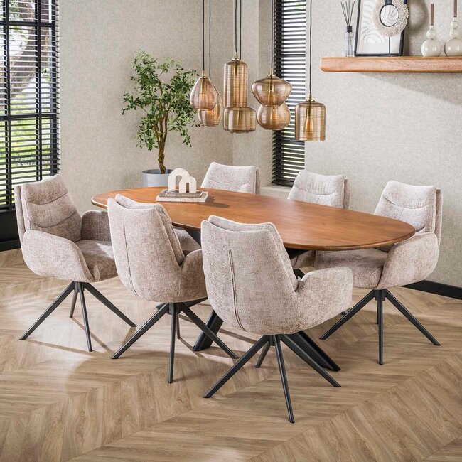 WoonStijl Eetkamertafel 215 Cliff ovale buis mango