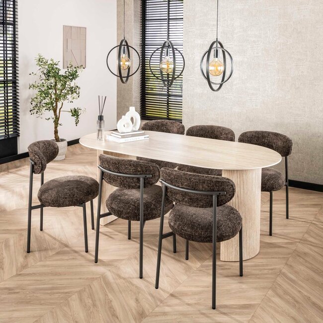 WoonStijl Eetkamerstoel round Tissee cargo bruin