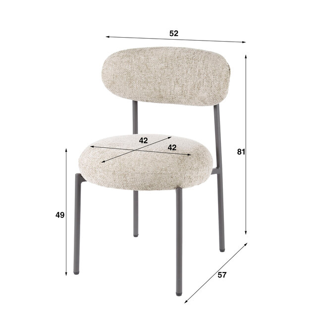 WoonStijl Eetkamerstoel round Tissee cargo zandkleur