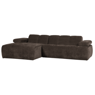 Woood Mojo Chaise Longue Bank Links Geweven Ribstof Bruin