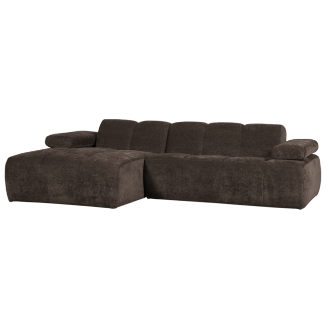 Woood Mojo Chaise Longue Bank Links Geweven Ribstof Bruin