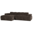 Woood Mojo Chaise Longue Bank Links Geweven Ribstof Bruin