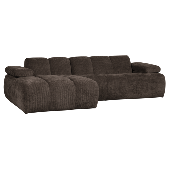 Woood Mojo Chaise Longue Bank Links Geweven Ribstof Bruin