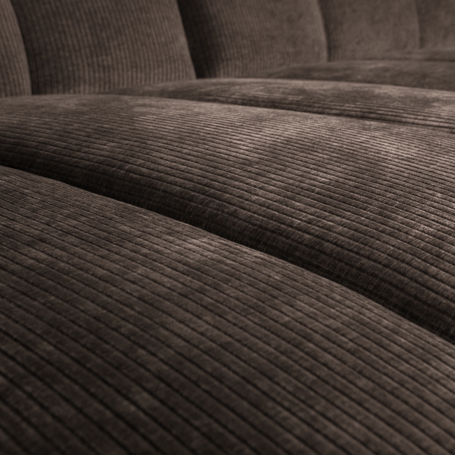 Woood Mojo Chaise Longue Bank Links Geweven Ribstof Bruin