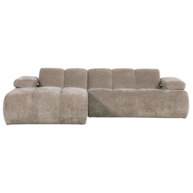 Woood Mojo Chaise Longue Bank Links Geweven Ribstof Donkerzand