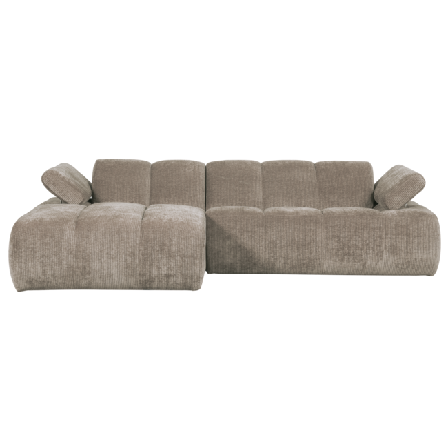 Woood Mojo Chaise Longue Bank Links Geweven Ribstof Donkerzand