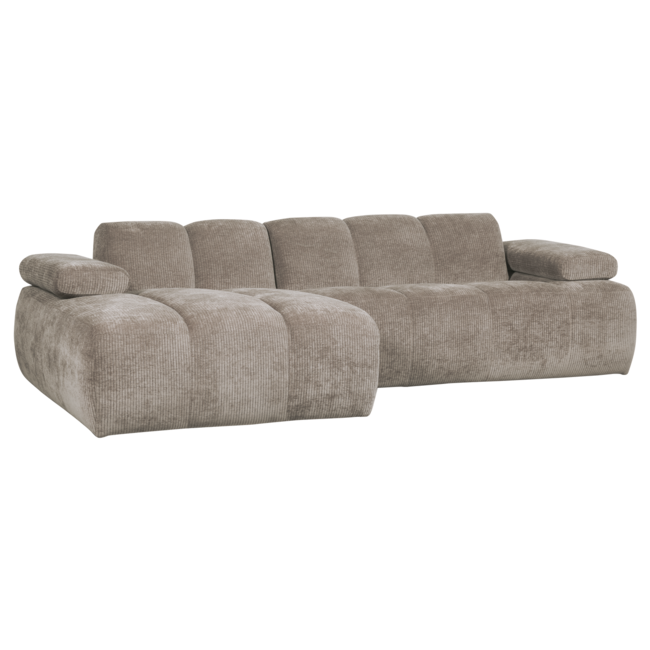 Woood Mojo Chaise Longue Bank Links Geweven Ribstof Donkerzand