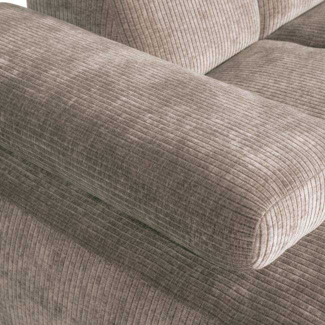 Woood Mojo Chaise Longue Bank Links Geweven Ribstof Donkerzand