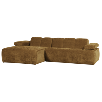Woood Mojo Chaise Longue Bank Links Geweven Ribstof Honinggeel