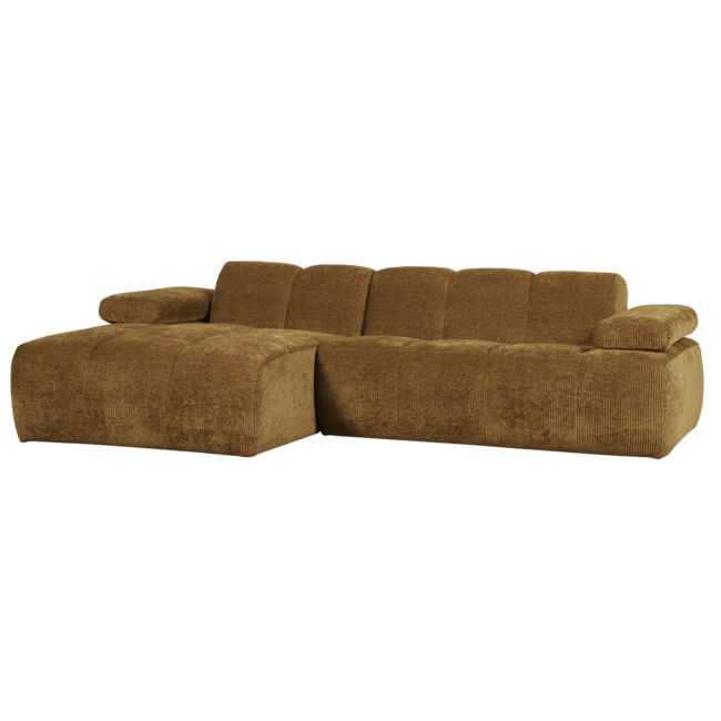 Woood Mojo Chaise Longue Bank Links Geweven Ribstof Honinggeel