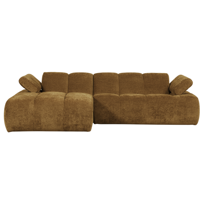 Woood Mojo Chaise Longue Bank Links Geweven Ribstof Honinggeel