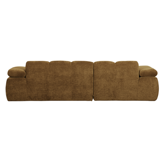 Woood Mojo Chaise Longue Bank Links Geweven Ribstof Honinggeel