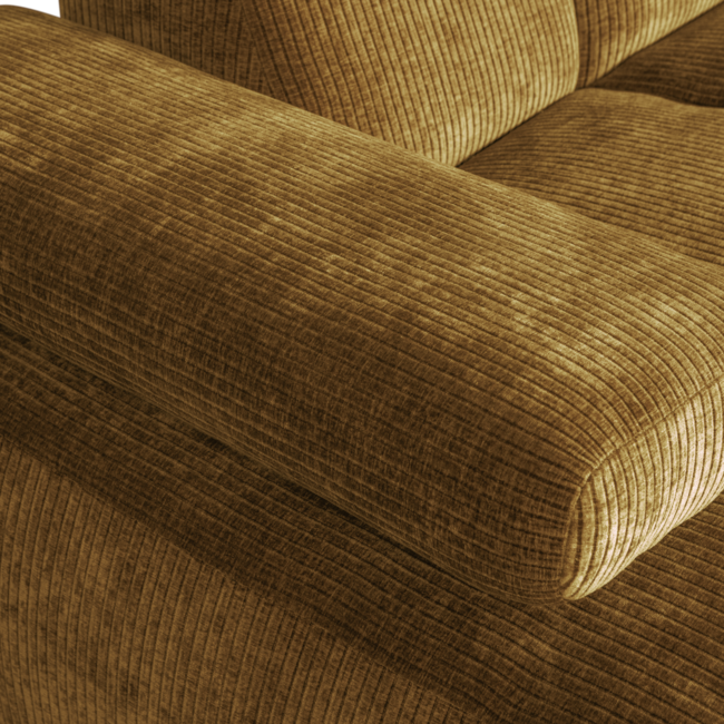 Woood Mojo Chaise Longue Bank Links Geweven Ribstof Honinggeel