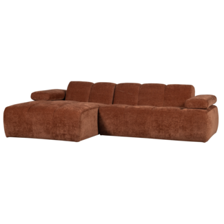 Woood Mojo Chaise Longue Bank Links Geweven Ribstof Roestbruin