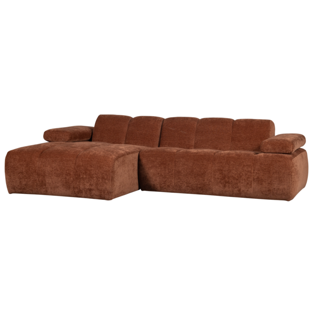 Woood Mojo Chaise Longue Bank Links Geweven Ribstof Roestbruin