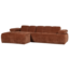 Woood Mojo Chaise Longue Bank Links Geweven Ribstof Roestbruin