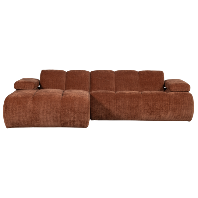 Woood Mojo Chaise Longue Bank Links Geweven Ribstof Roestbruin