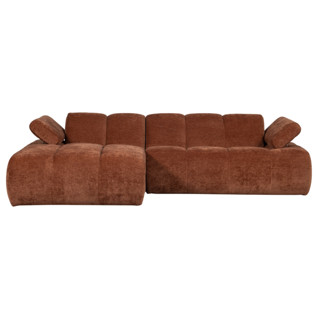 Woood Mojo Chaise Longue Bank Links Geweven Ribstof Roestbruin