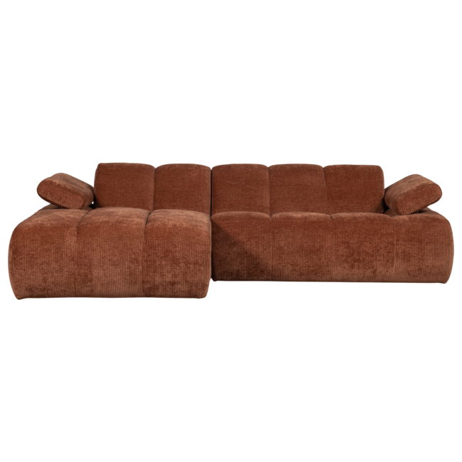 Woood Mojo Chaise Longue Bank Links Geweven Ribstof Roestbruin