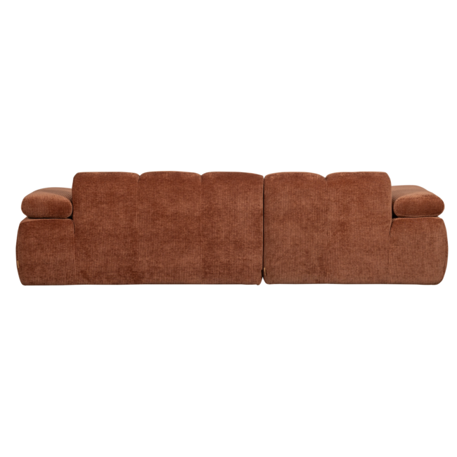 Woood Mojo Chaise Longue Bank Links Geweven Ribstof Roestbruin