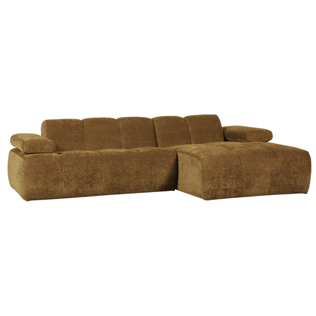 Woood Mojo Chaise Longue Bank Rechts Geweven Ribstof Honinggeel