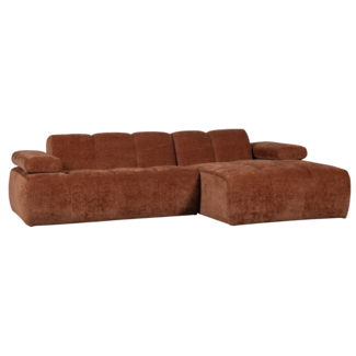 Woood Mojo Chaise Longue Bank Rechts Geweven Ribstof Roestbruin