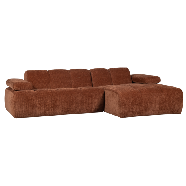 Woood Mojo Chaise Longue Bank Rechts Geweven Ribstof Roestbruin