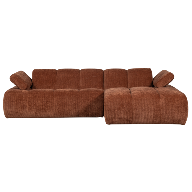 Woood Mojo Chaise Longue Bank Rechts Geweven Ribstof Roestbruin