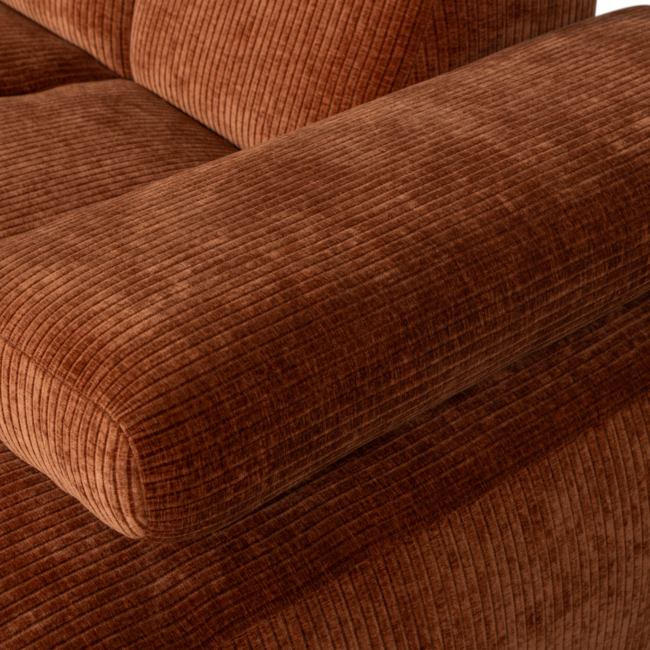 Woood Mojo Chaise Longue Bank Rechts Geweven Ribstof Roestbruin