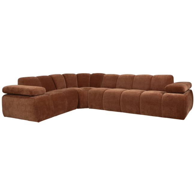 Woood Mojo Hoekbank Links Geweven Ribstof Roestbruin