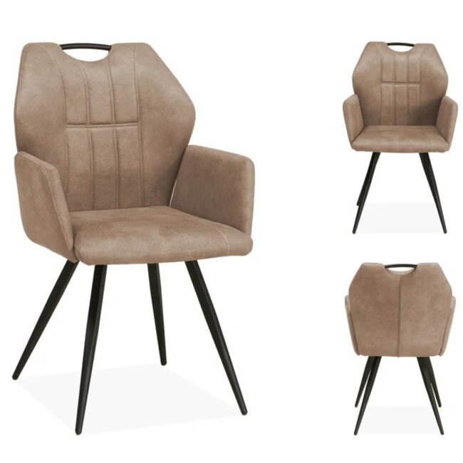 WoonMax Eettafelstoel Puck Zorro - Cognac, Antraciet, Groen, Clay, Zand of Taupe