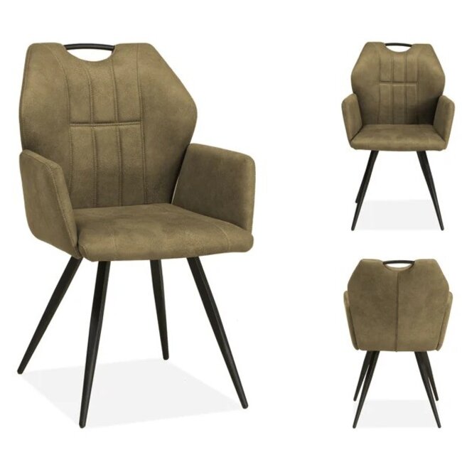 WoonMax Eettafelstoel Puck Zorro - Cognac, Antraciet, Groen, Clay, Zand of Taupe