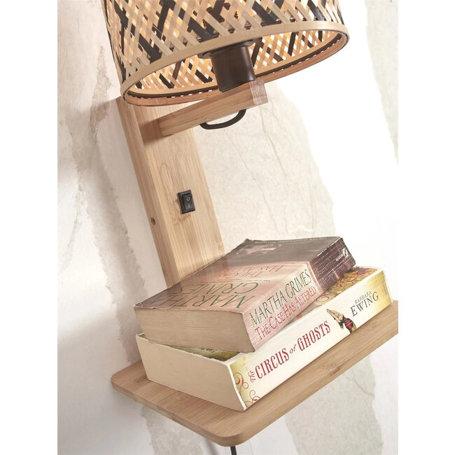 Good&Mojo Wandlamp Java met plank naturel zwart
