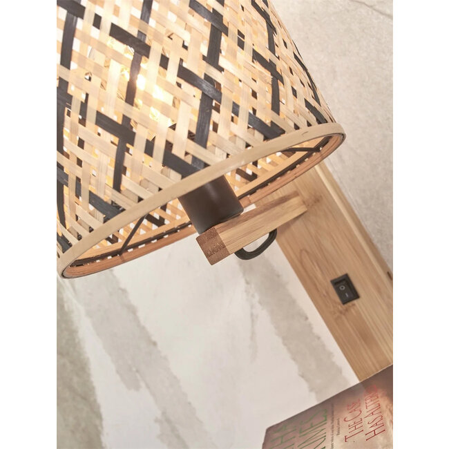Good&Mojo Wandlamp Java met plank naturel zwart