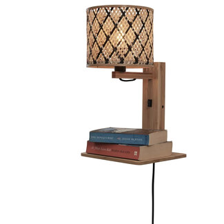 Good&Mojo Wandlamp Java met plank naturel zwart