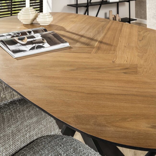 WoonStijl Eetkamertafel 180 organisch visgraat teak - Showroommodel